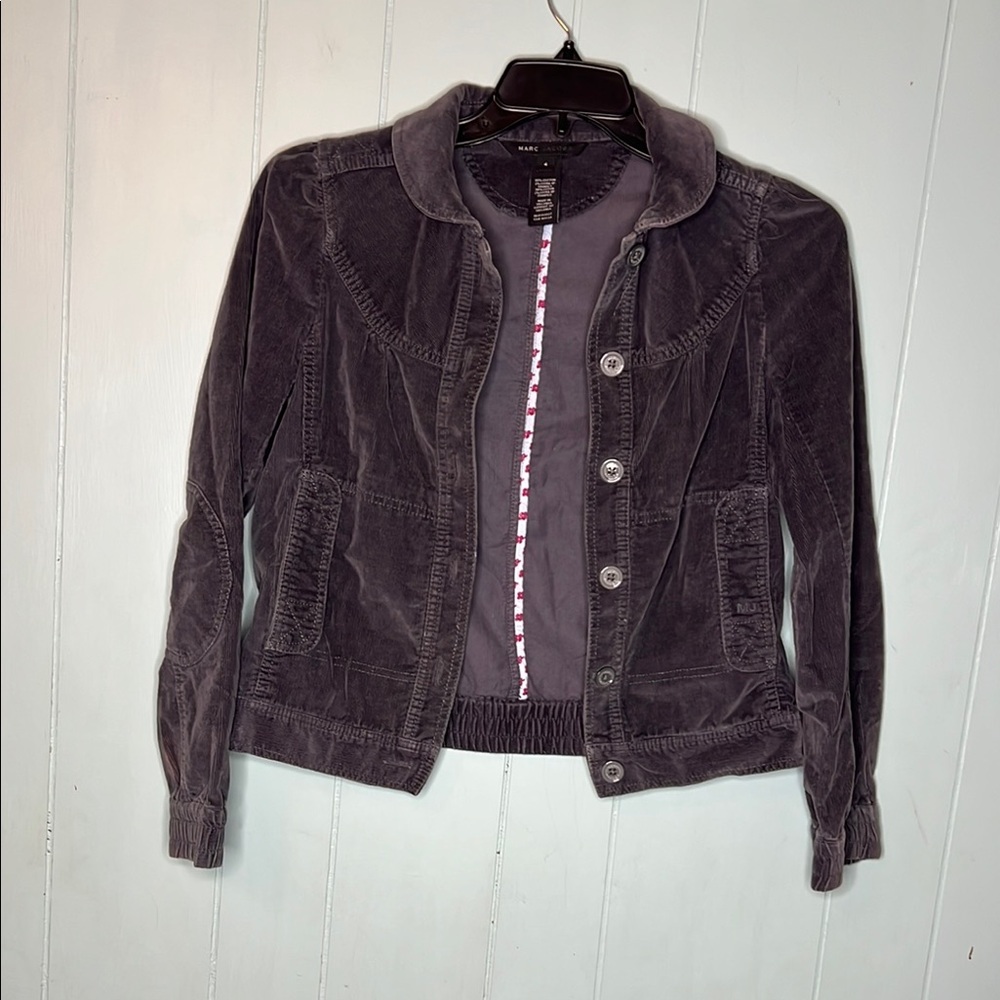 Marc Jacobs Gray Bomber Jacket with Ribbed Corduroy